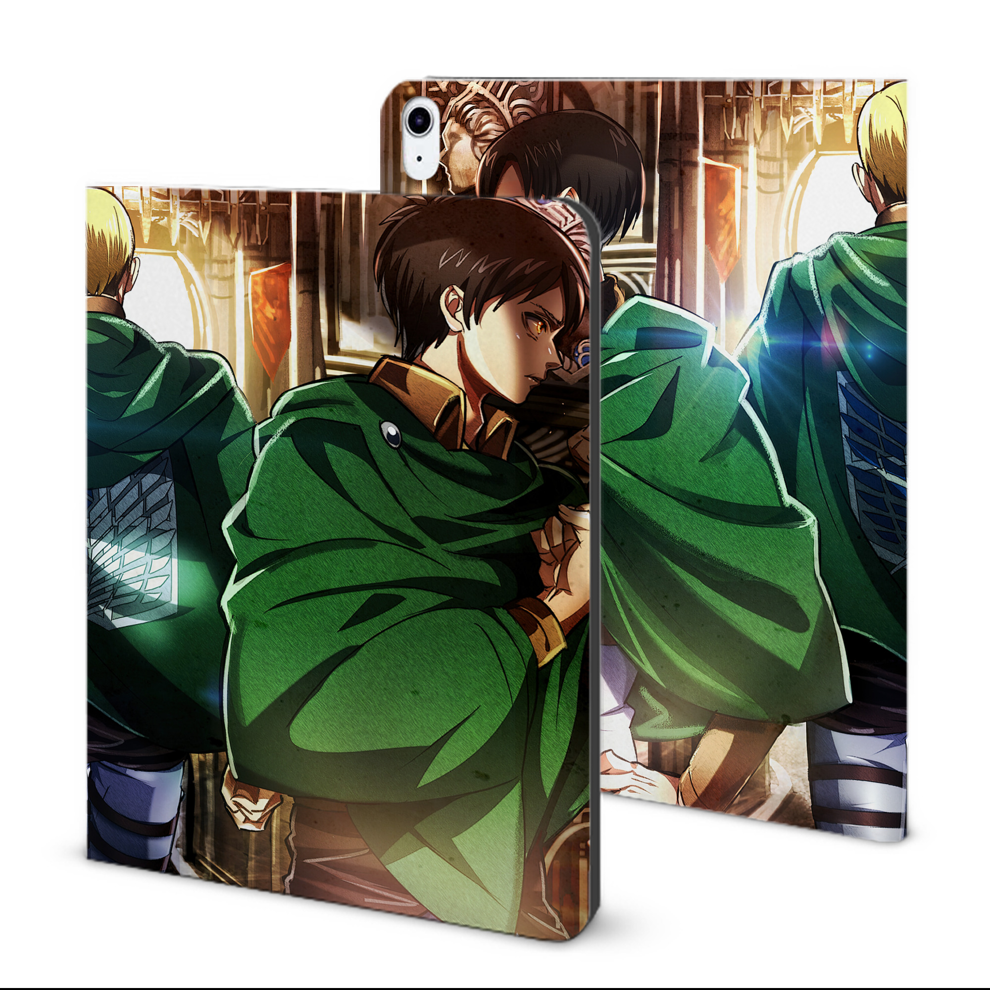 （画像用） 進撃の巨人 Attack on Titan IPad ケース ブック型 PUレザー TPU 耐衝撃 軽量 薄型 ペン収納なし 全面保護 IPad 各モデル対応